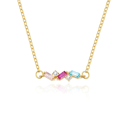 Personalized 2-7 Baguette Birthstones Necklace