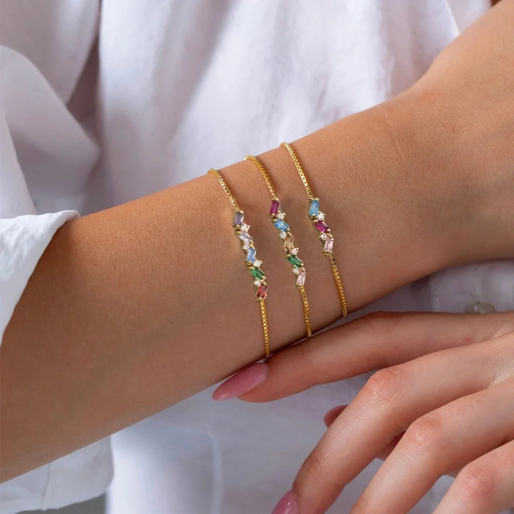 Personalized 2-7 Baguette Birthstones Bracelet