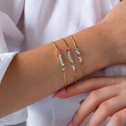 Personalized 2-7 Baguette Birthstones Bracelet