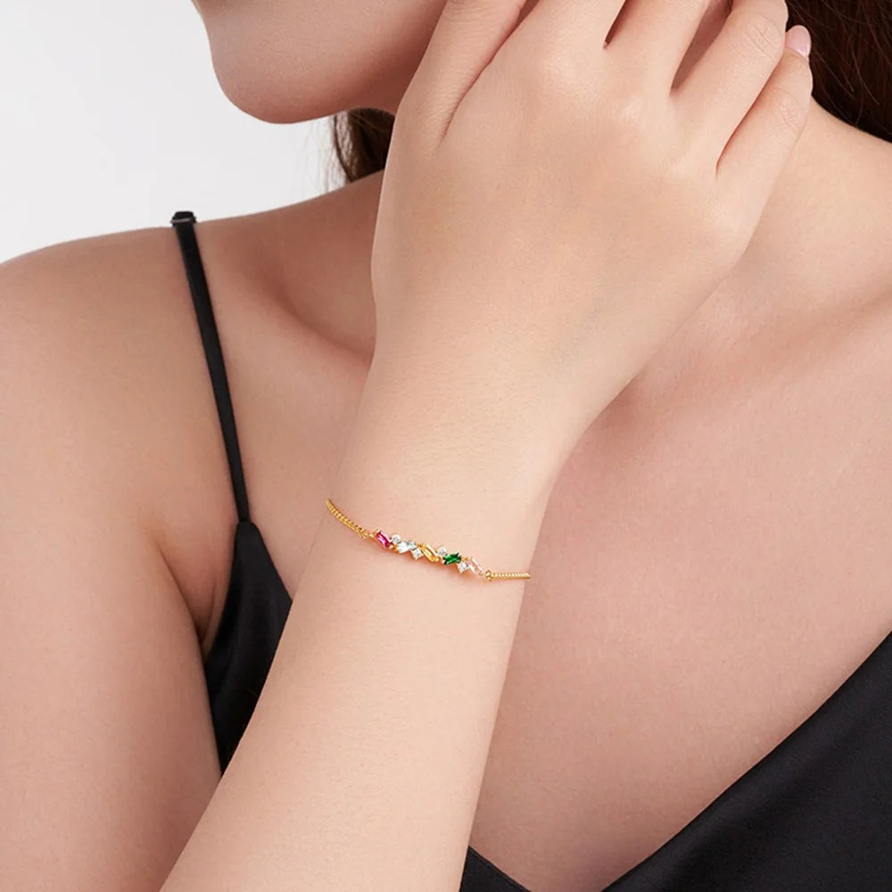 Personalized 2-7 Baguette Birthstones Bracelet
