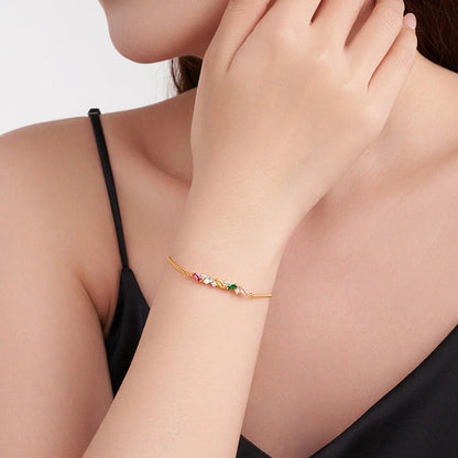 Personalized 2-7 Baguette Birthstones Bracelet
