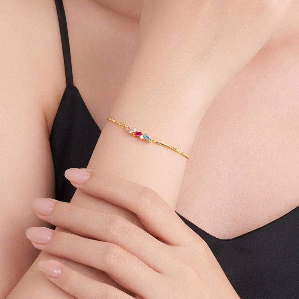 Personalized 2-7 Baguette Birthstones Bracelet