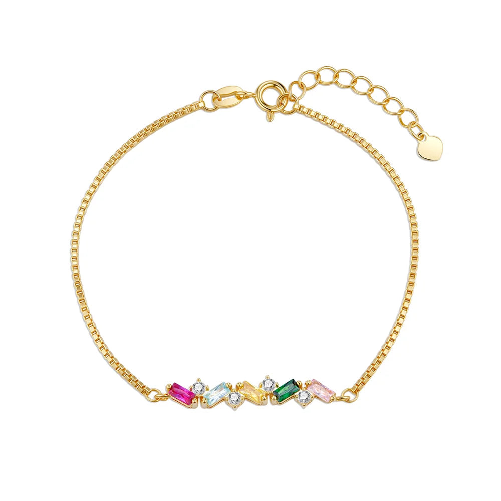 Personalized 2-7 Baguette Birthstones Bracelet