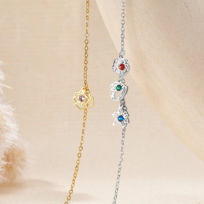 Custom Birth Flower & Birthstone Charm Bracelet