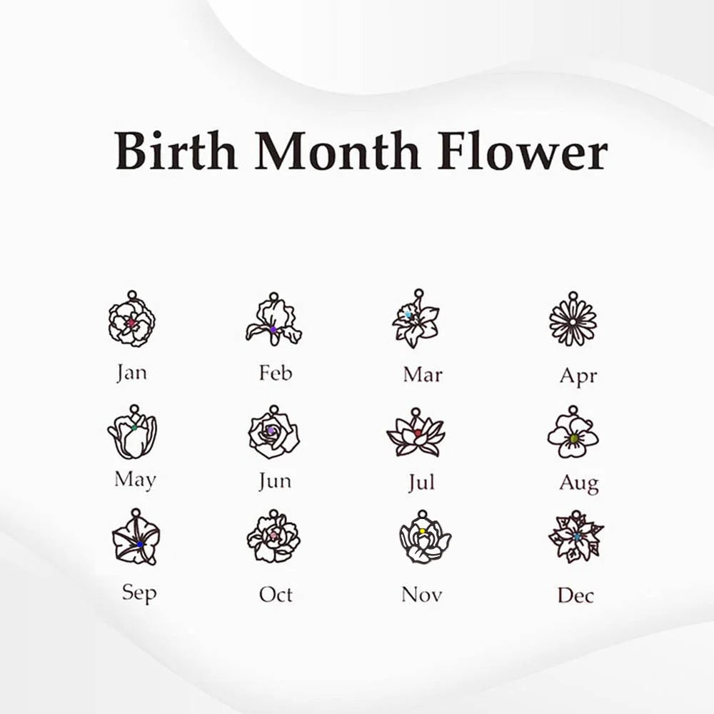Custom Birth Flower & Birthstone Charm Bracelet
