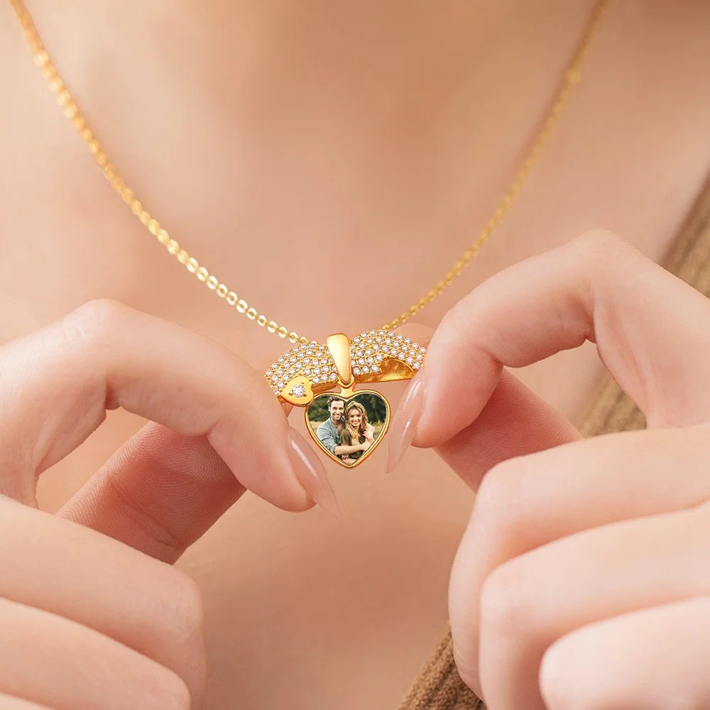 Custom Heart Photo Locket Necklace