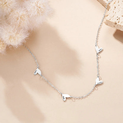 Personalized 1-5 Engraved Hearts Name Necklace