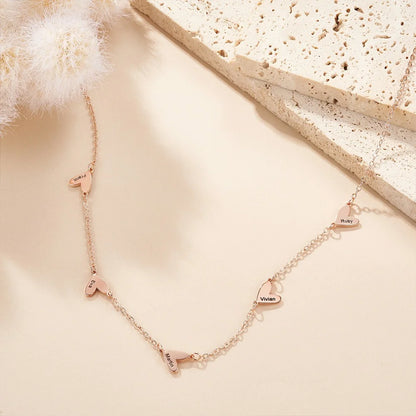Personalized 1-5 Engraved Hearts Name Necklace