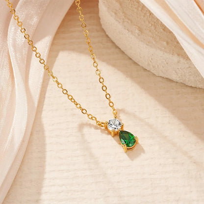 Custom Dainty Two Birthstone Pendant Necklace