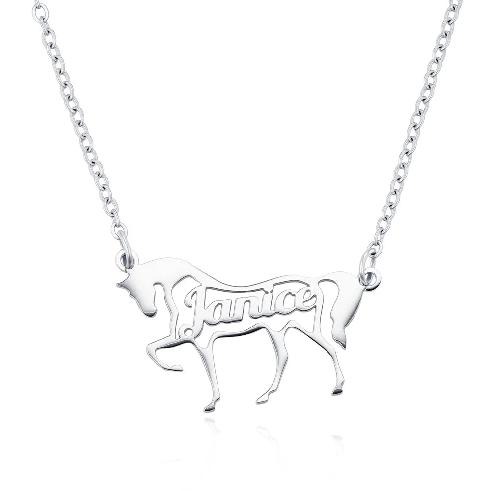 Personalized Name Horse Necklace