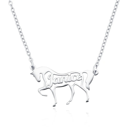 Personalized Name Horse Necklace