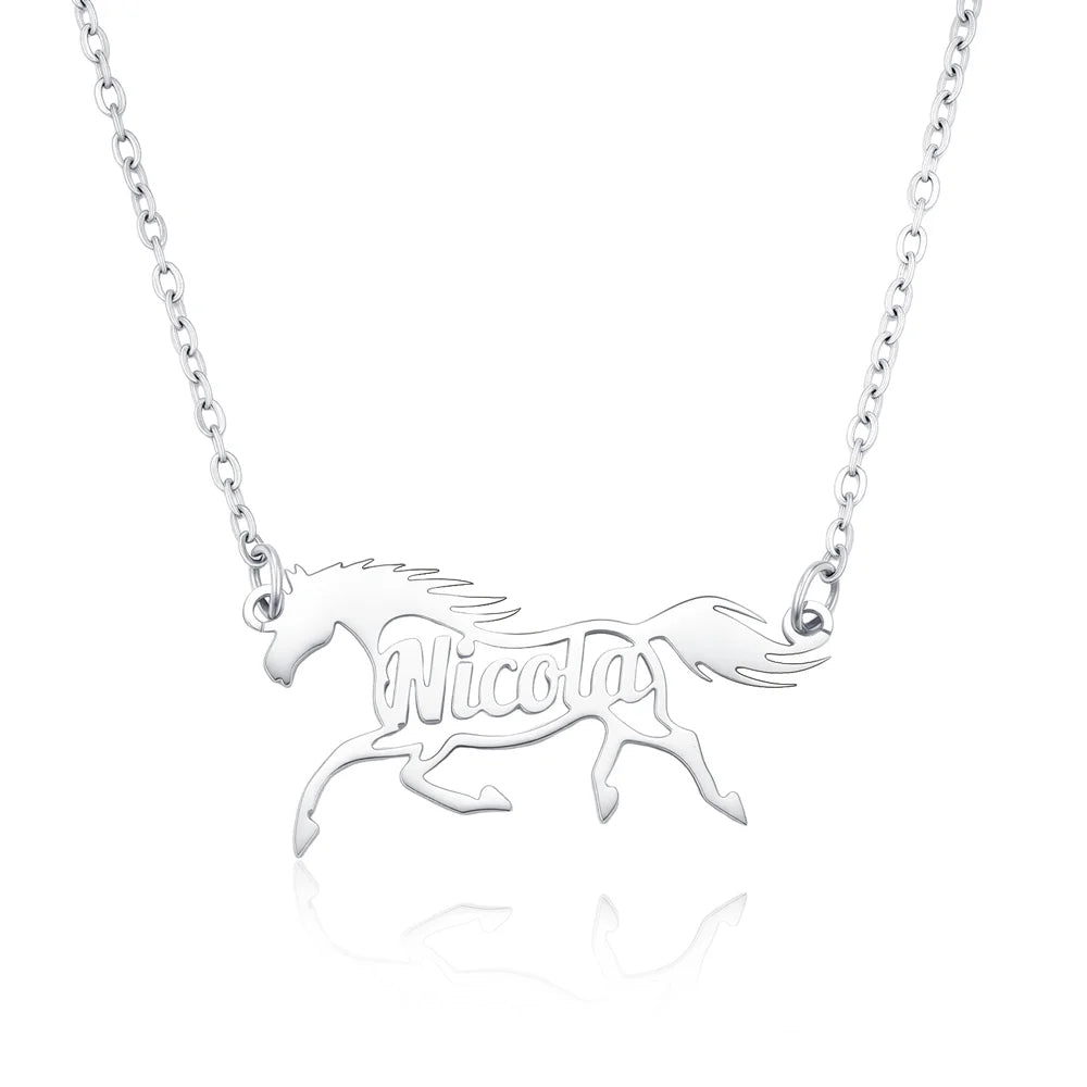 Personalized Name Horse Necklace