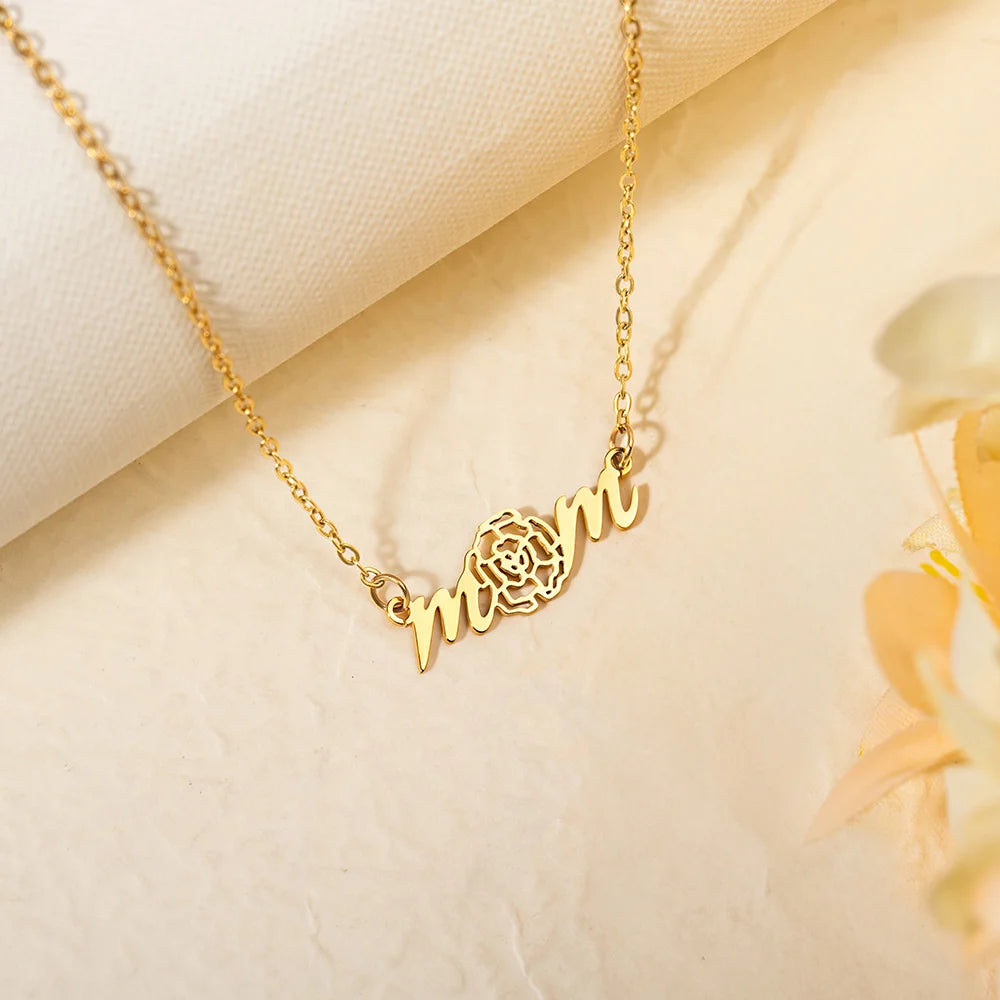 Personalized Birth Flower Mom Necklace