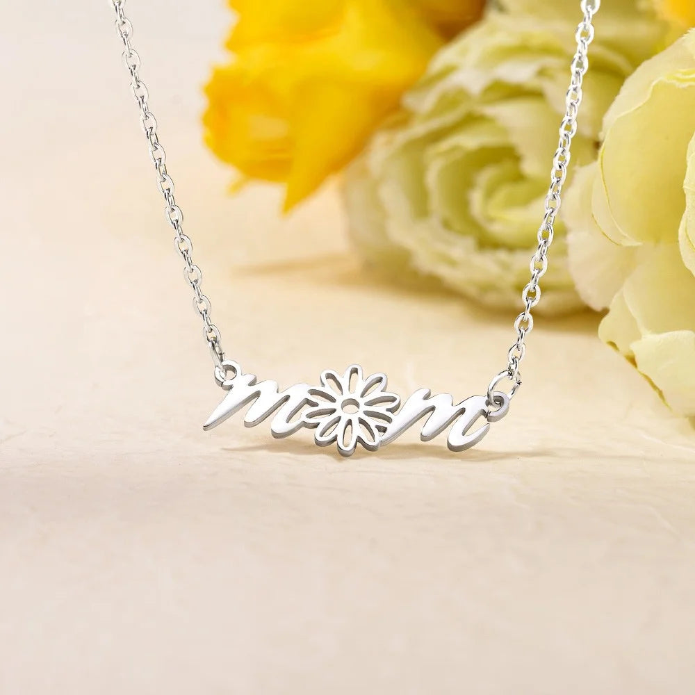 Personalized Birth Flower Mom Necklace