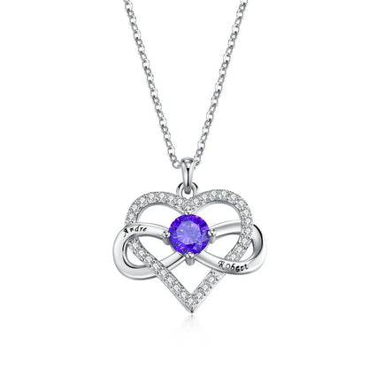Personalized Names Infinity Heart Necklace with Birthstone