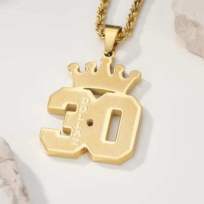 Personalized Name & Number Crown Necklace