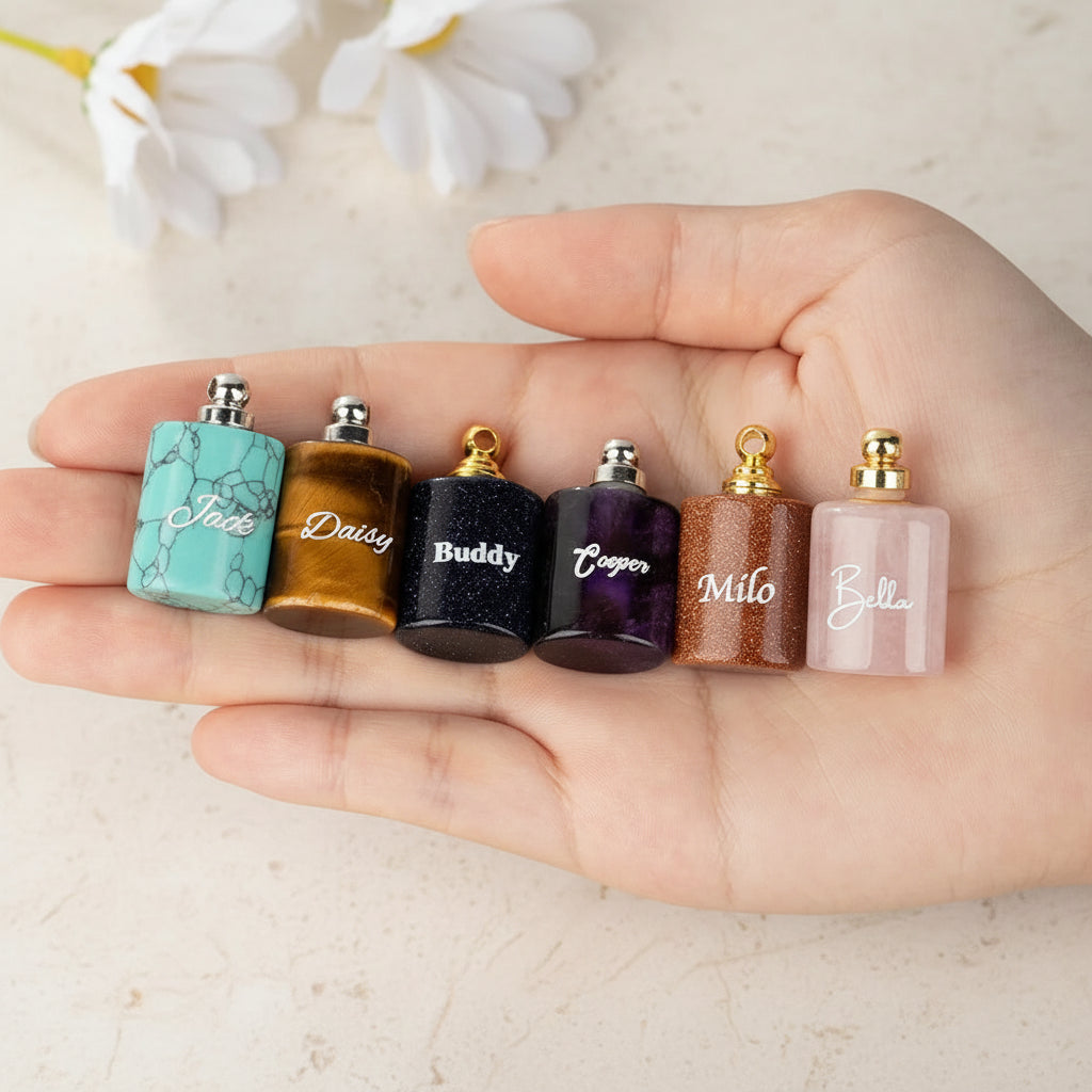 Natural Gemstone Mini Urn Necklace