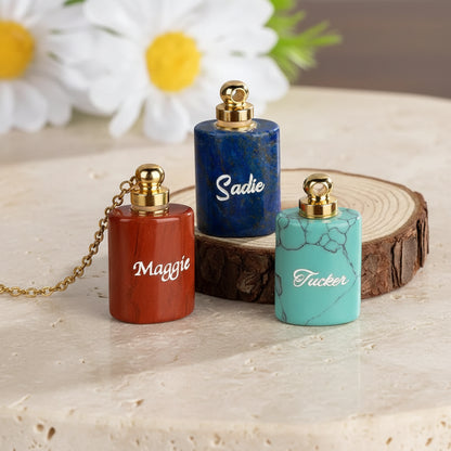 Natural Gemstone Mini Urn Necklace