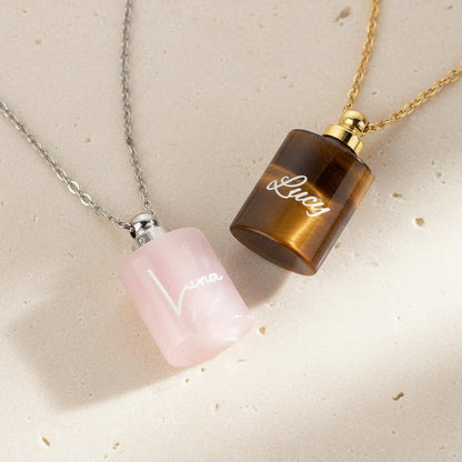 Natural Gemstone Mini Urn Necklace