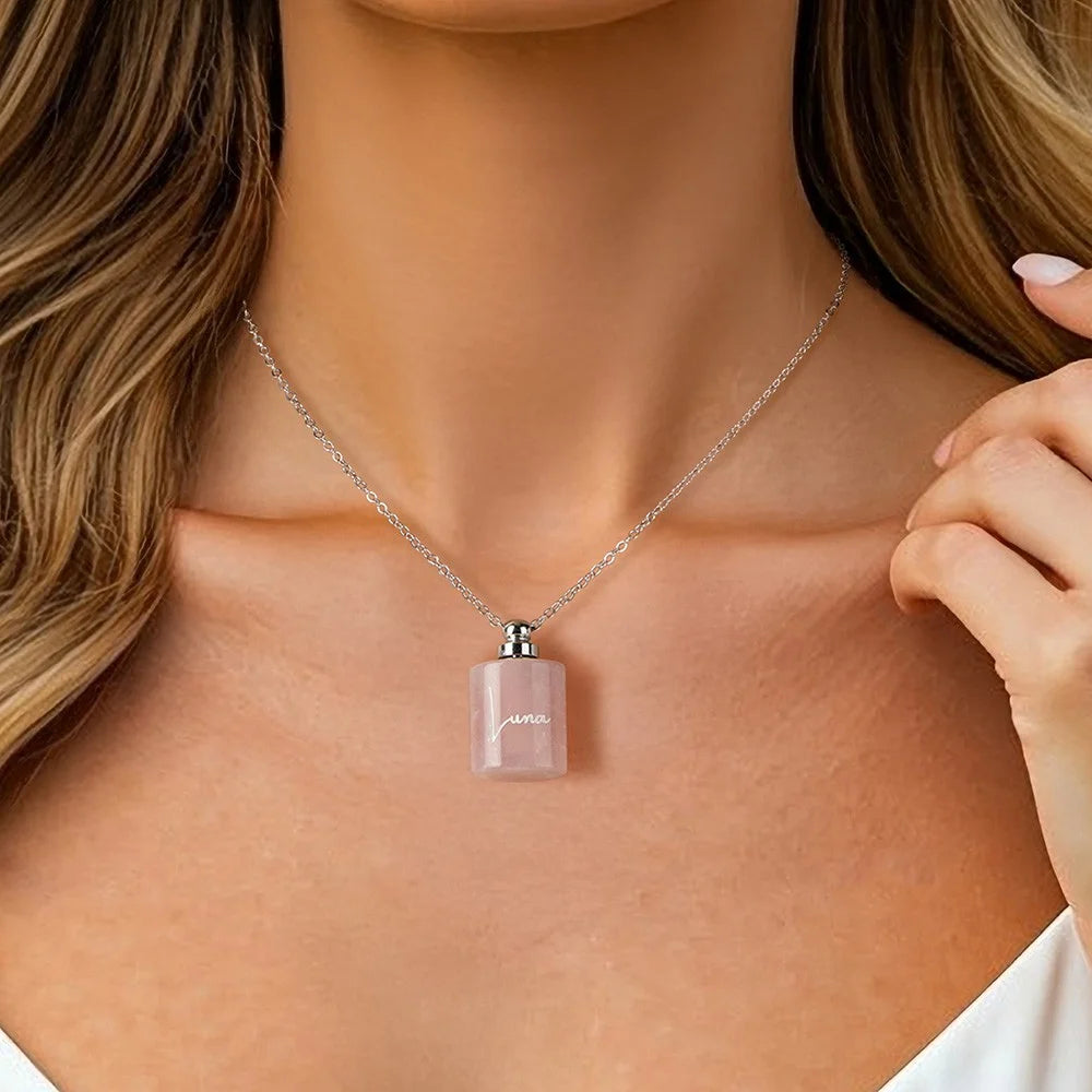 Natural Gemstone Mini Urn Necklace