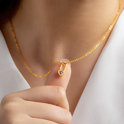 Custom Birthstone Heart Lock Necklace