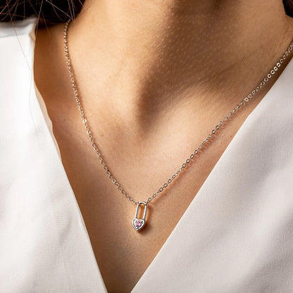 Custom Birthstone Heart Lock Necklace