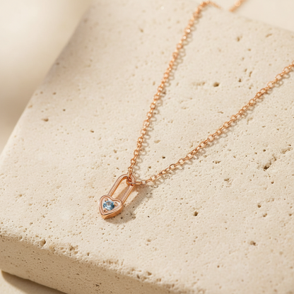 Custom Birthstone Heart Lock Necklace