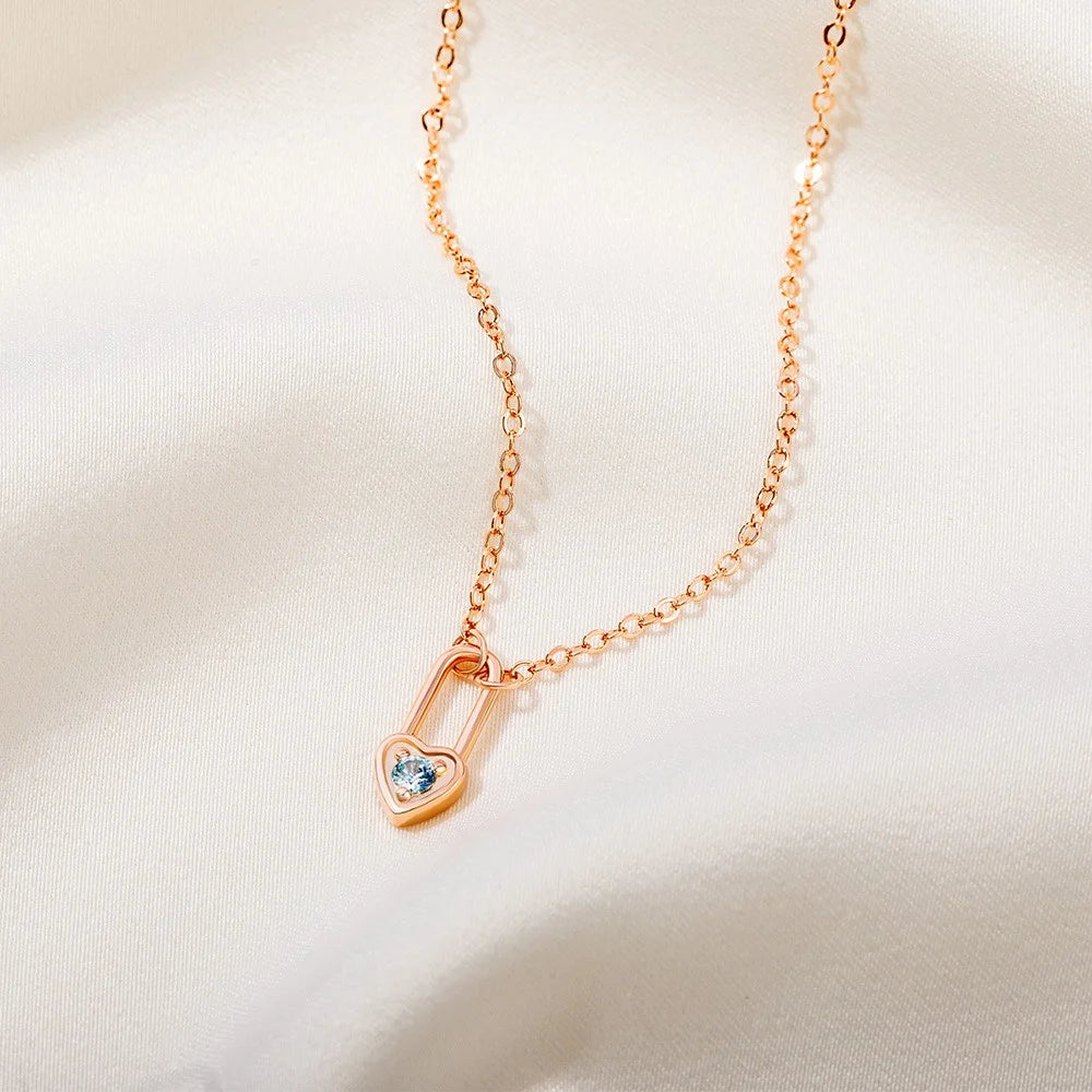 Custom Birthstone Heart Lock Necklace