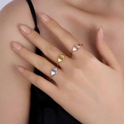 Custom Engraved Cat Silhouette Signet Ring with Name