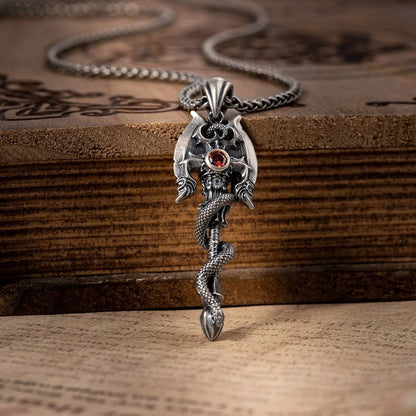 Custom Gothic Snake Axe Necklace with Birthstone