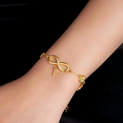 Personalized Birthstone & Birth Flower Infinity Bracelet with Initial