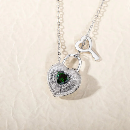 Personalized Photo Heart Lock Necklace with Birthstone