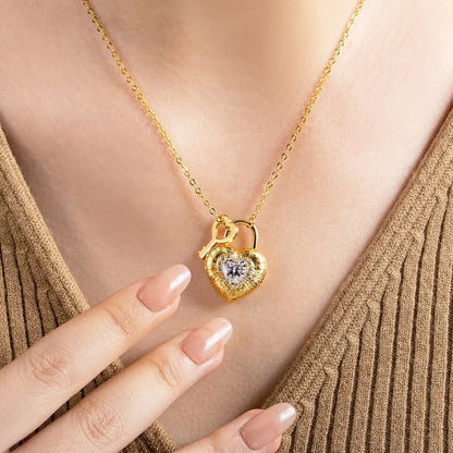 Personalized Photo Heart Lock Necklace with Birthstone