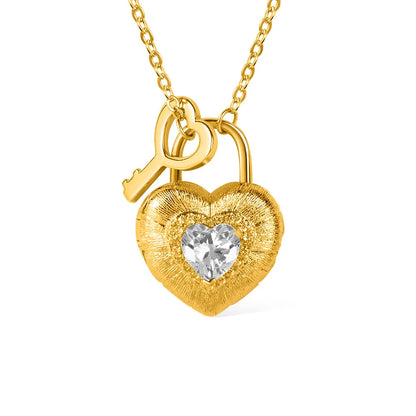 Personalized Photo Heart Lock Necklace with Birthstone