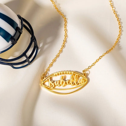 Custom Name Football Pendant Necklace