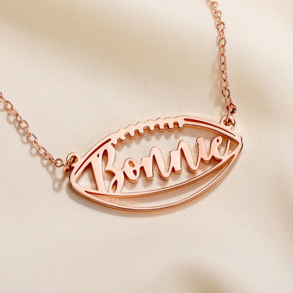 Custom Name Football Pendant Necklace