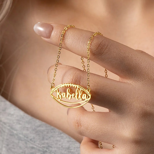 Custom Name Football Pendant Necklace