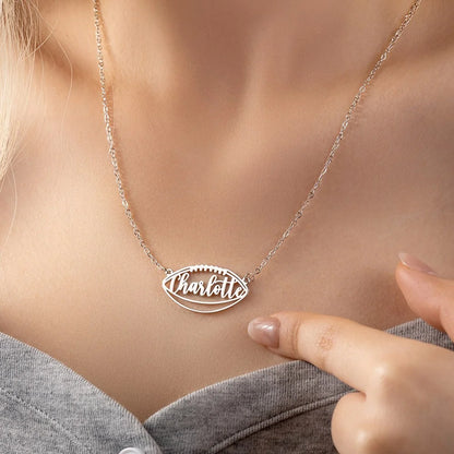 Custom Name Football Pendant Necklace