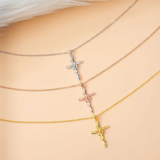 Personalized Cross Bee Necklace with Birthstone