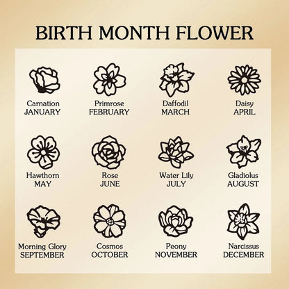 Custom 1-8 Name Birth Flower Charms Necklace