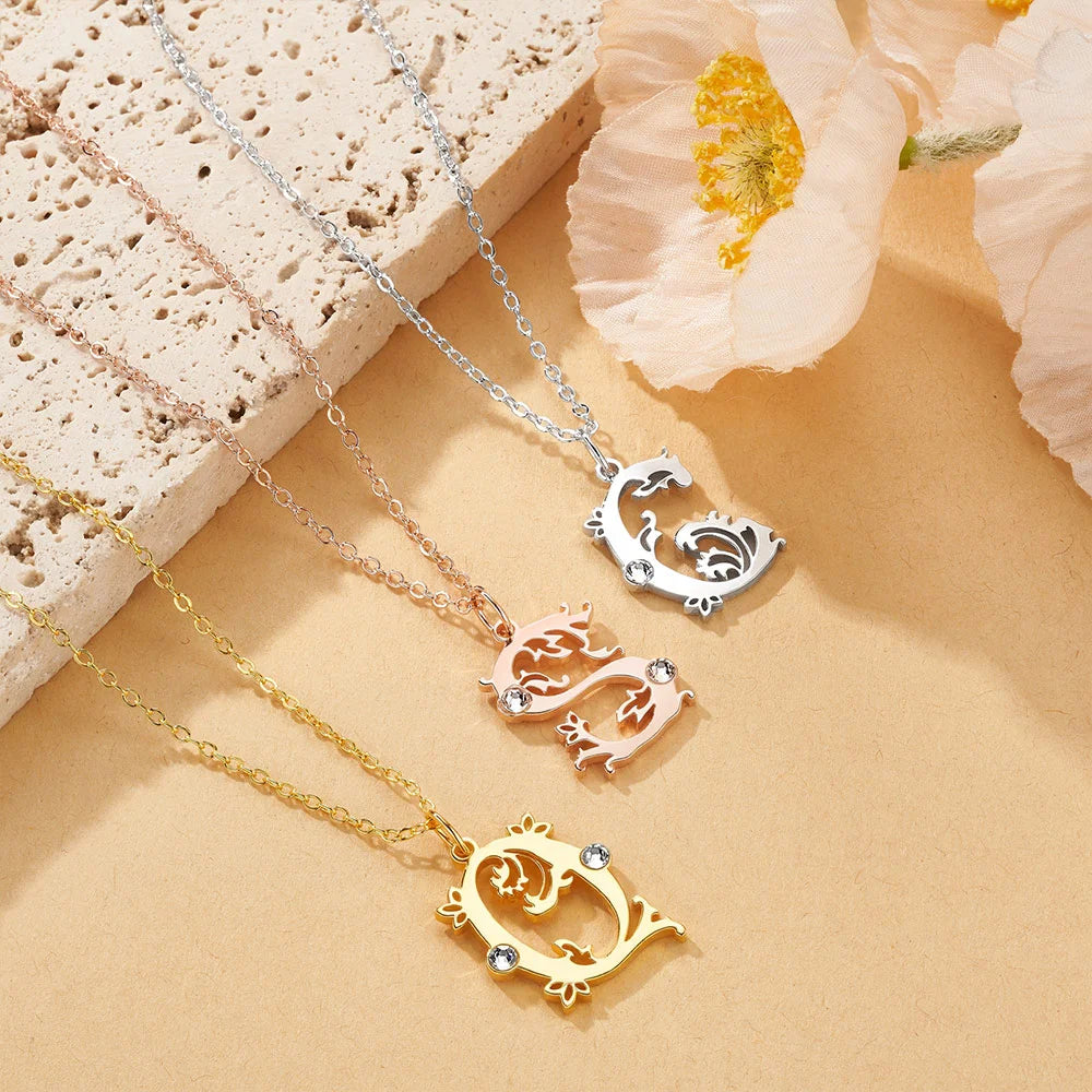 Custom Tooled Initial Pendant Necklace