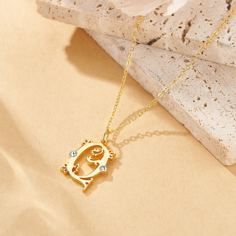 Custom Tooled Initial Pendant Necklace