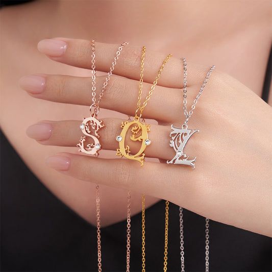 Custom Tooled Initial Pendant Necklace