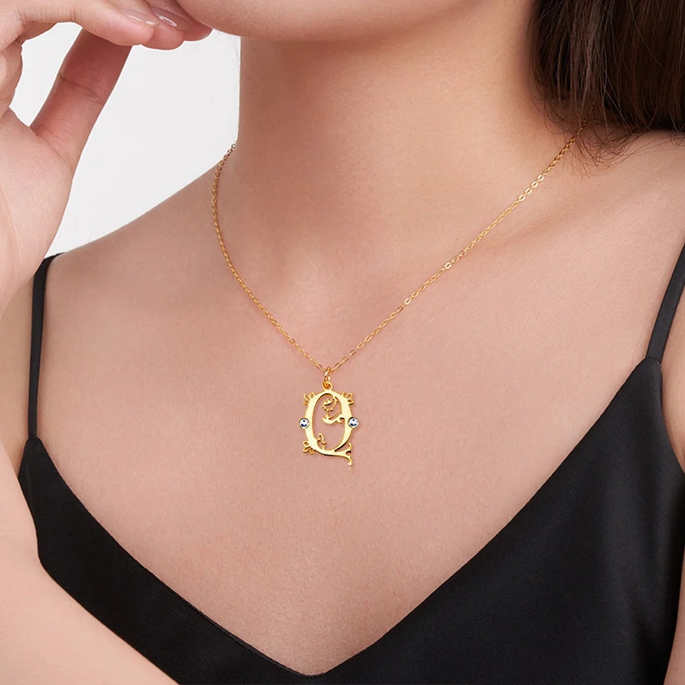 Custom Tooled Initial Pendant Necklace