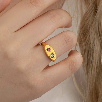 Custom Double Birthstone Signet Ring