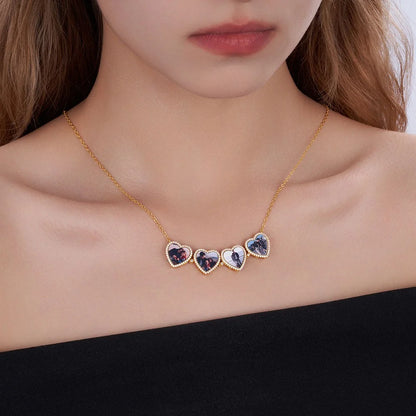 Personalized 4 Heart Photo Pendant Necklace