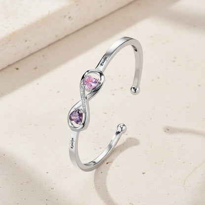 Personalized Infinity Bangle with Names & Birthstones