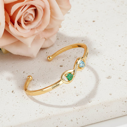 Personalized Infinity Bangle with Names & Birthstones