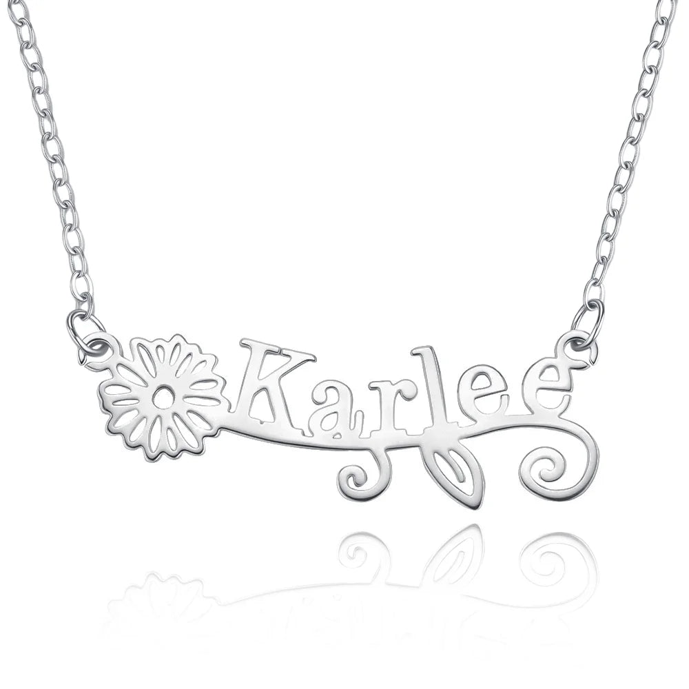 Alina Custom Birth Flower Name Necklace