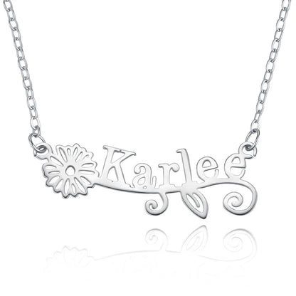 Alina Custom Birth Flower Name Necklace